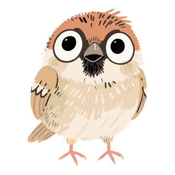 水彩可爱小麻雀