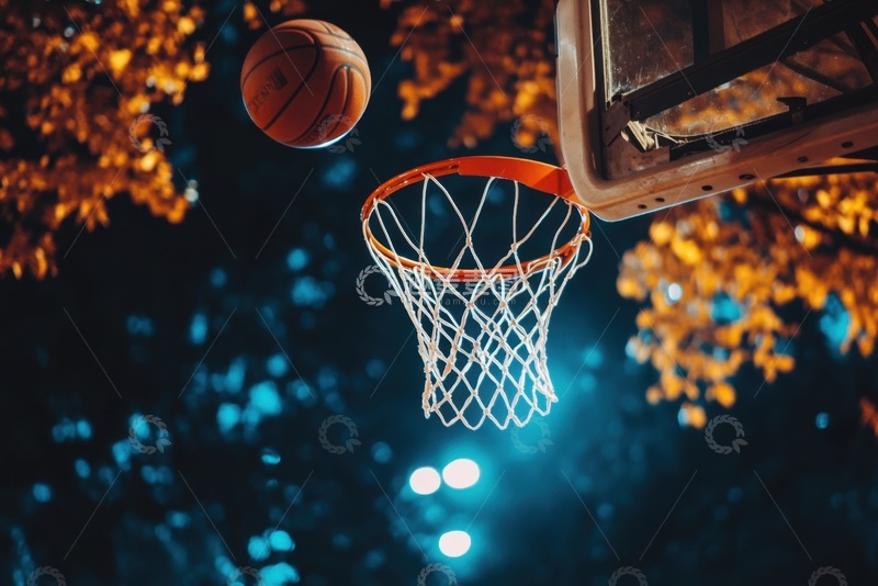 高清大图下载【趣麦麦图】投篮进入篮筐