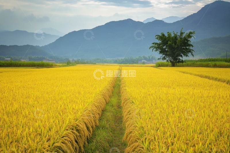 高清大图下载【趣麦麦图】金色的水稻田美景