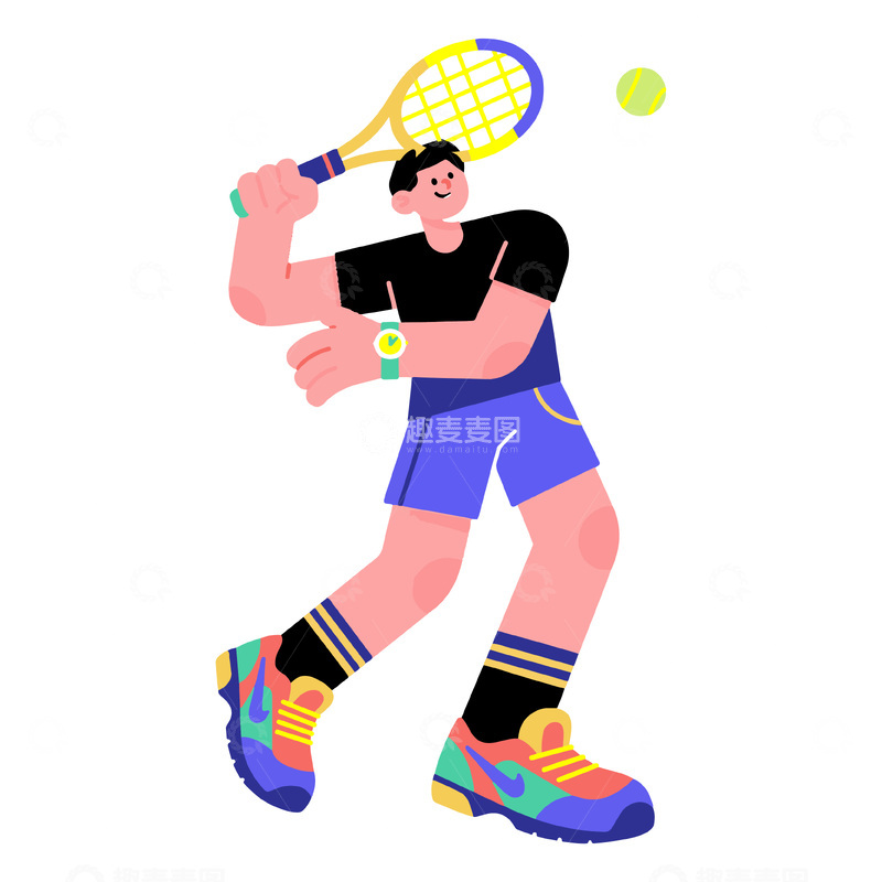 源文件下载【趣麦麦图】打网球的男人