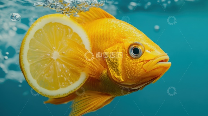 高清大图下载【趣麦麦图】水缸里的柠檬鱼