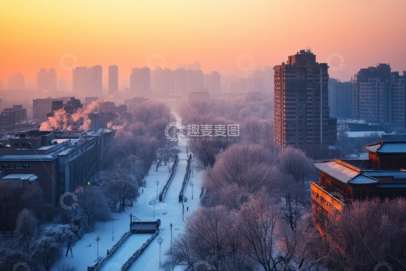 高清大图下载【趣麦麦图】冬天的城市风景