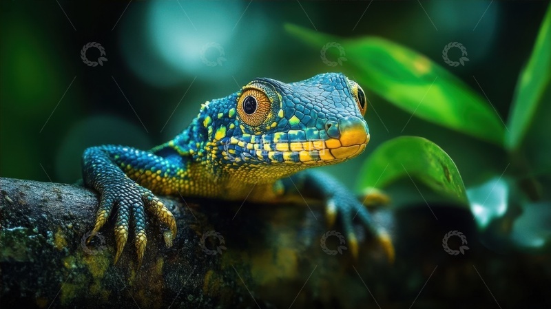 高清大图下载【趣麦麦图】趴在树干上的一只蜥蜴