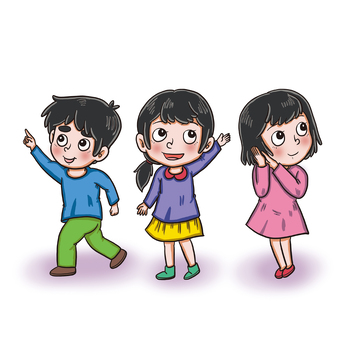 三个开心的小学生