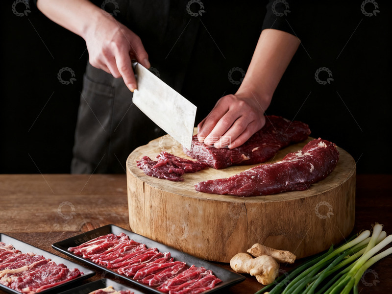 高清大图下载【趣麦麦图】厨师鲜切牛肉