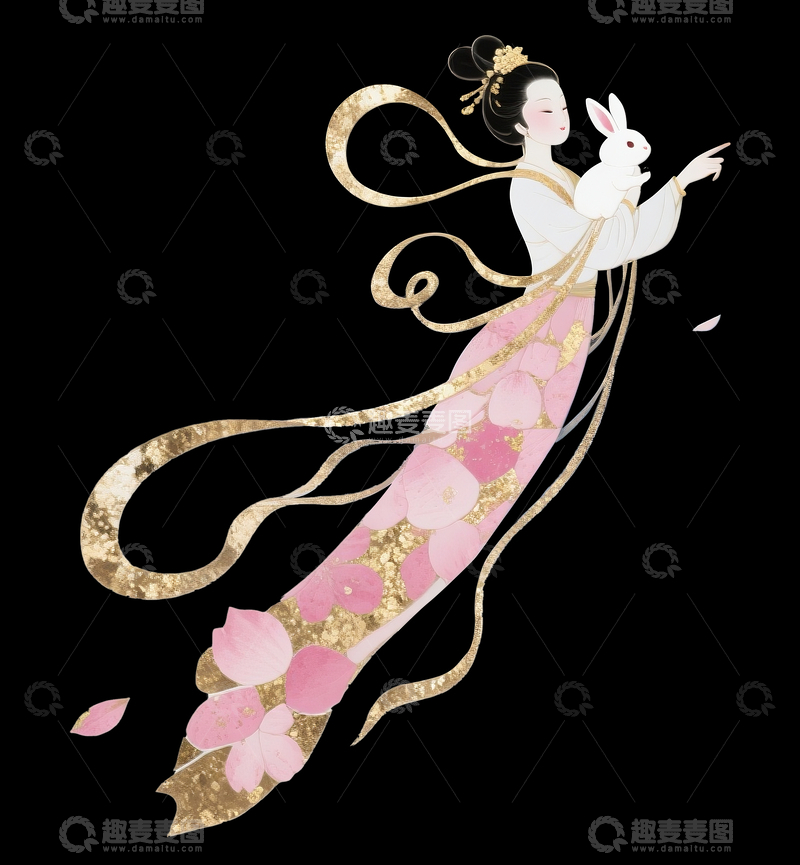 源文件下载【趣麦麦图】古风嫦娥和兔子1