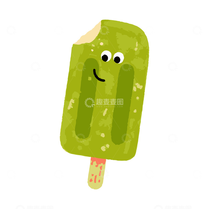 源文件下载【趣麦麦图】-绿色拟人冰棍