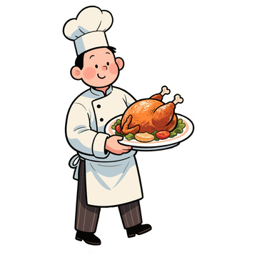 捧着烤鸡的厨子