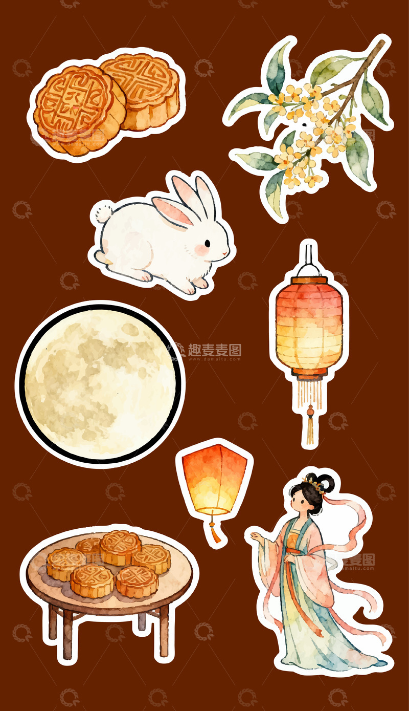源文件下载【趣麦麦图】中秋节装饰元素2