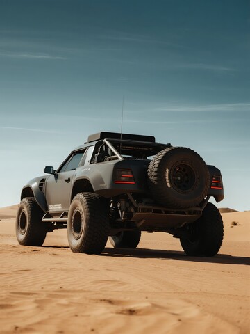 沙漠越野车疾驰扬沙