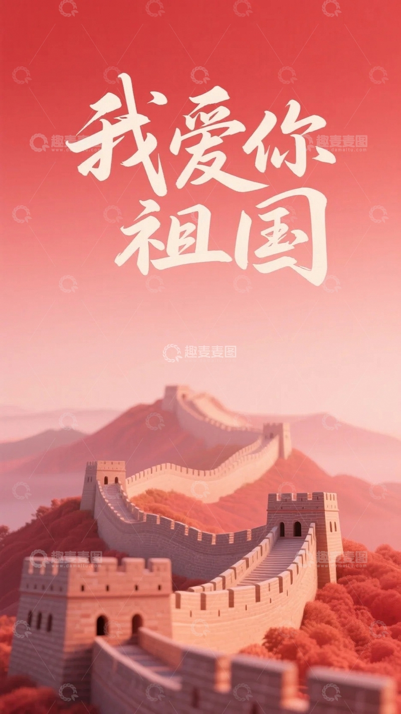 高清大图下载【趣麦麦图】我爱你祖国国庆背景1