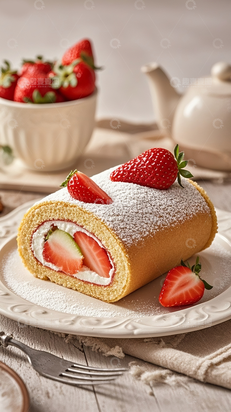 源文件下载【趣麦麦图】草莓瑞士卷2