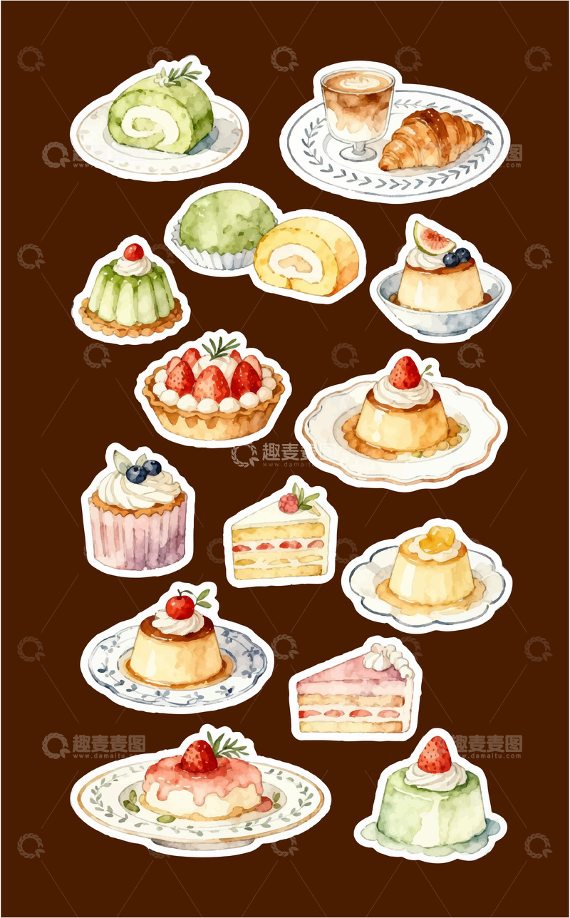 源文件下载【趣麦麦图】烘焙美食贴纸