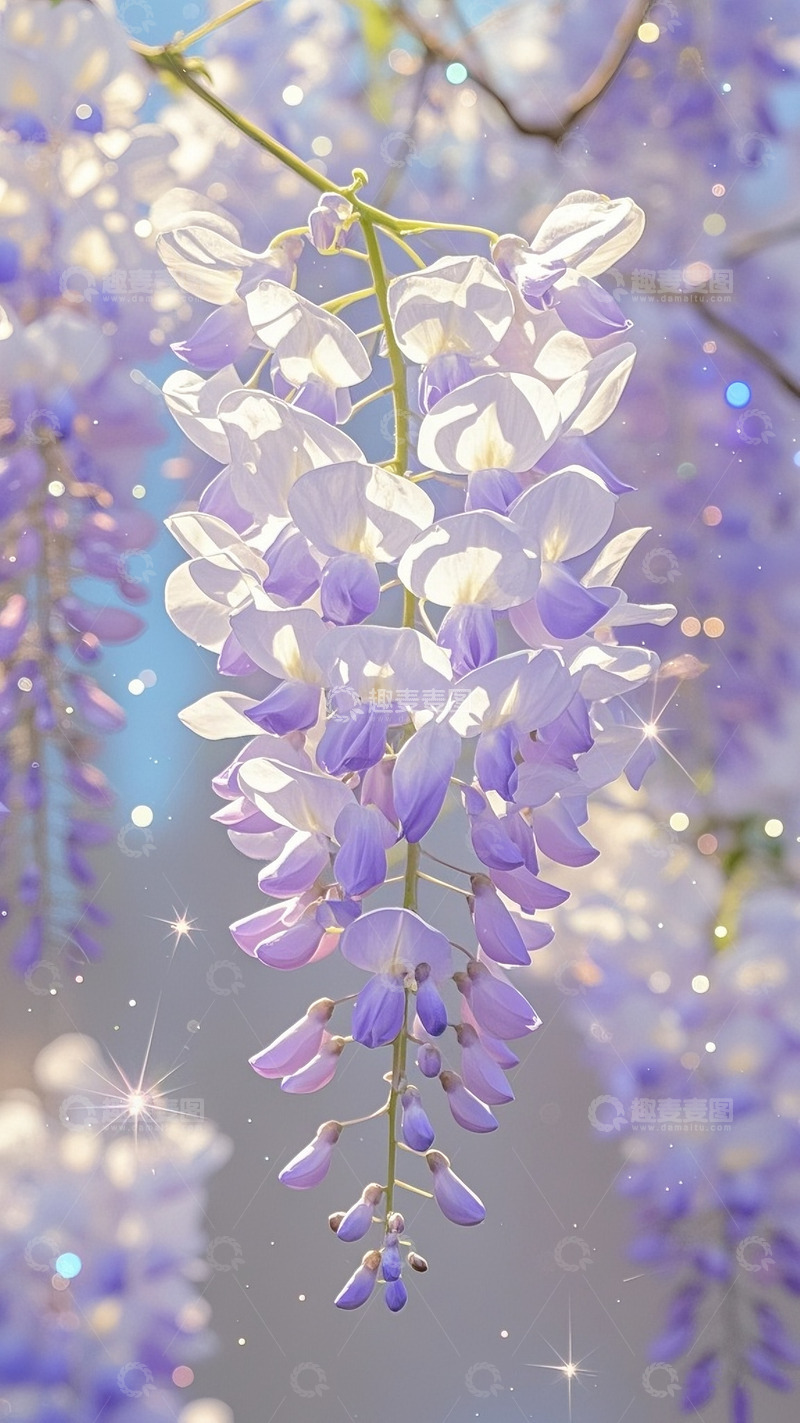 高清大图下载【趣麦麦图】多巴胺紫藤花素材2