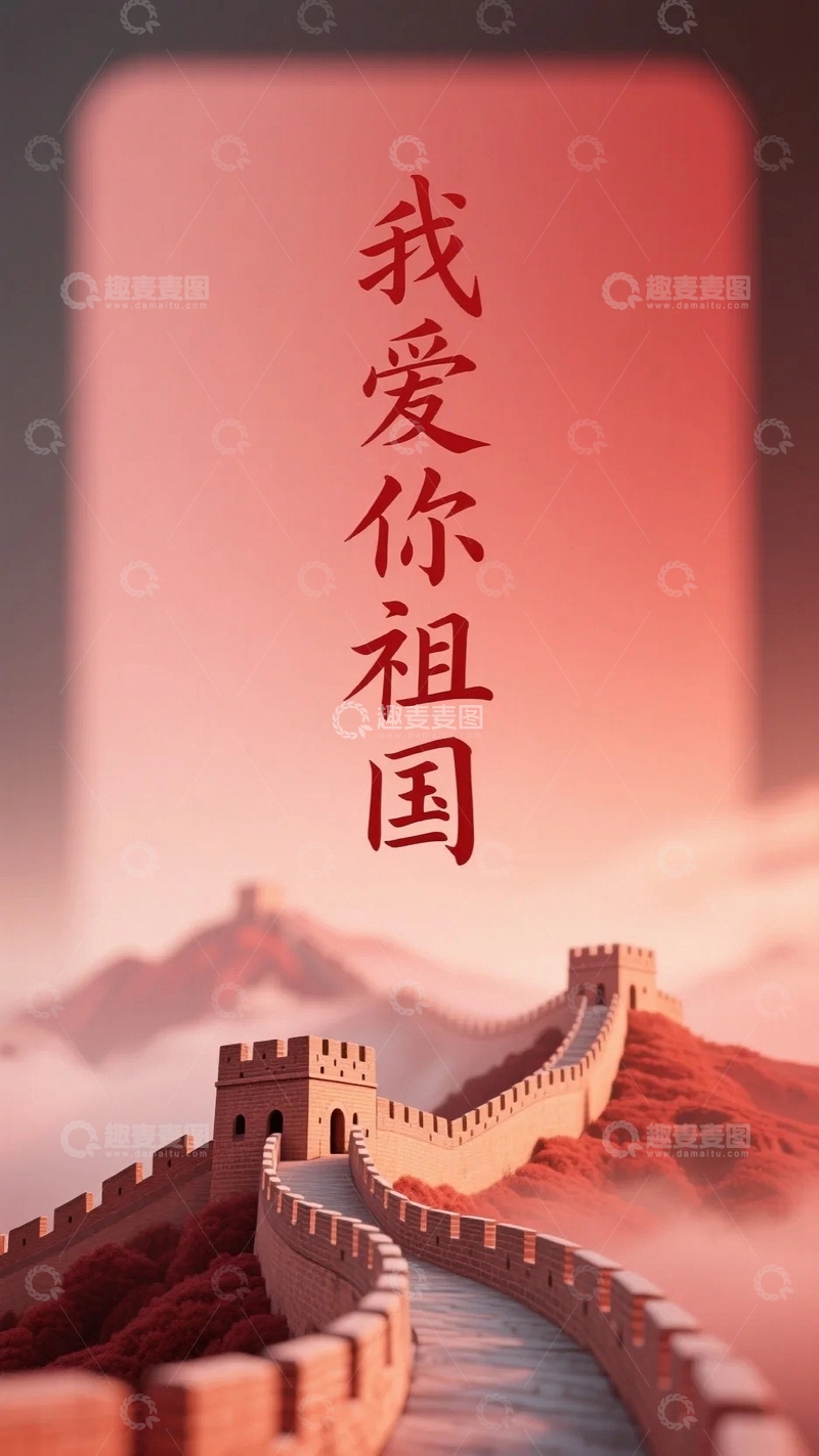 高清大图下载【趣麦麦图】我爱你祖国国庆背景5