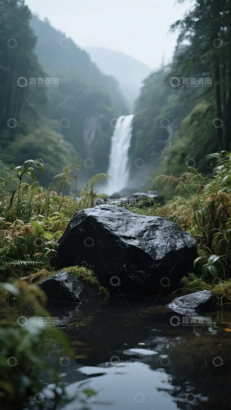 高清大图下载【趣麦麦图】瀑布清溪青石产品展台4