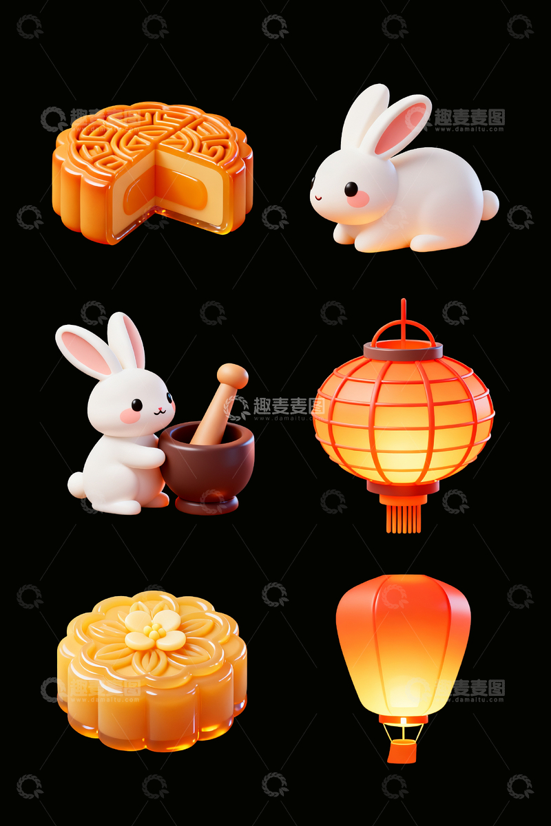 源文件下载【趣麦麦图】立体中秋图标3