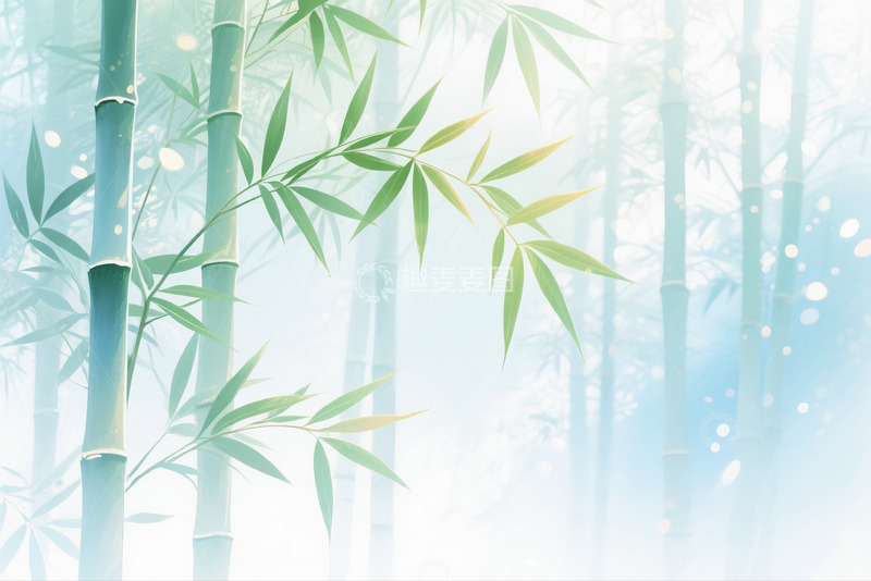 高清大图下载【趣麦麦图】竹林插画背景图8