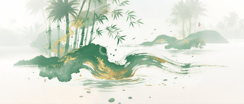 高清大图下载【趣麦麦图】竹林插画背景图4