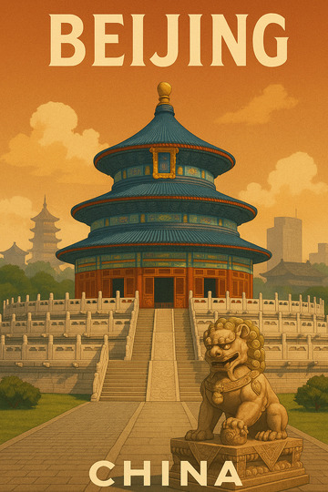 北京天坛的复古宣传画