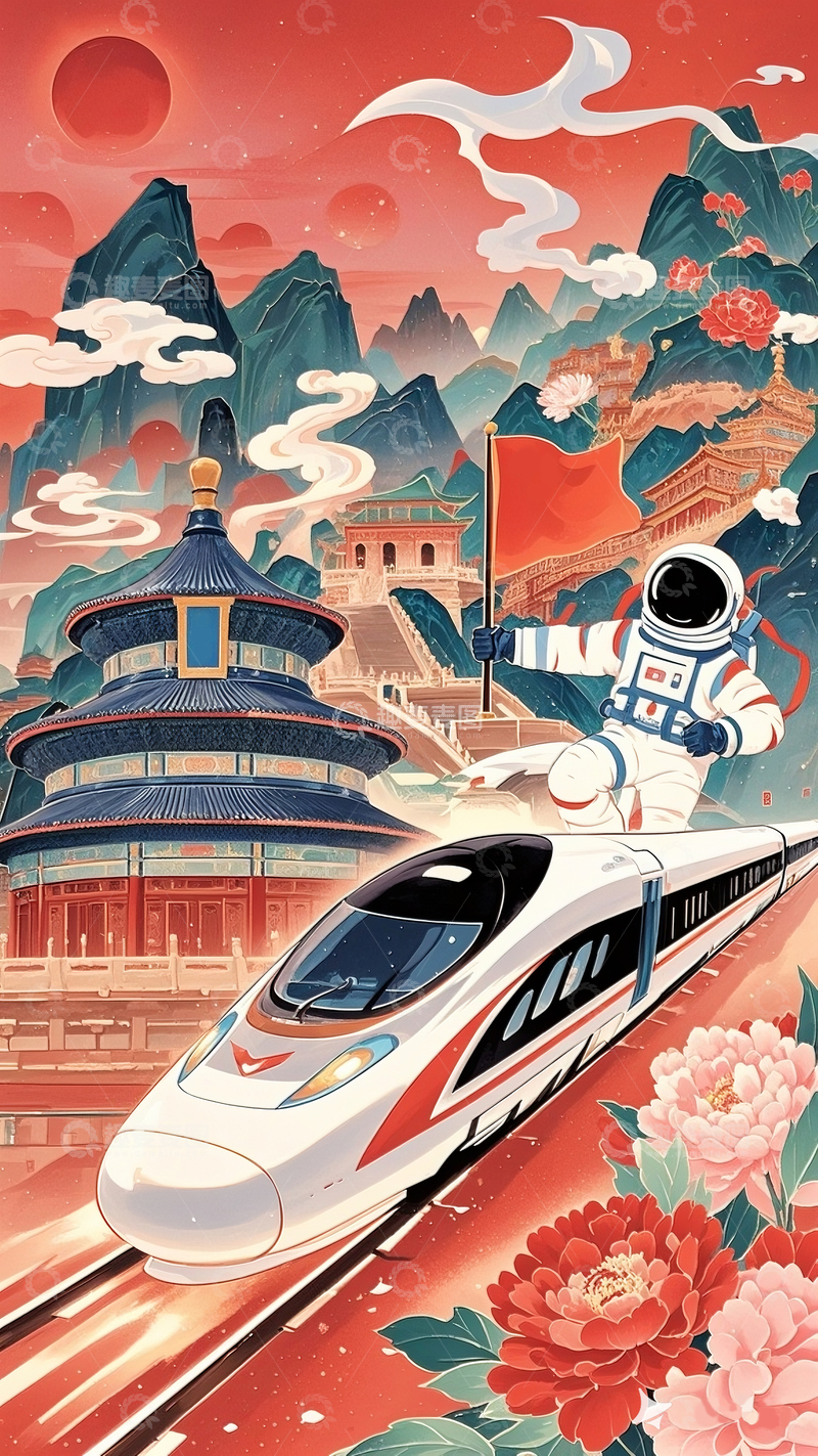 源文件下载【趣麦麦图】国庆国潮插画2