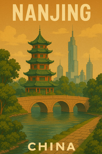 南京古今交融城市海报