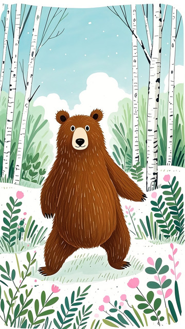 森林棕熊儿童插画3