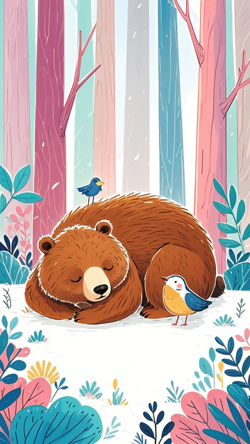 森林棕熊儿童插画1
