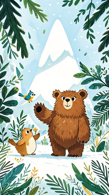 森林棕熊儿童插画2