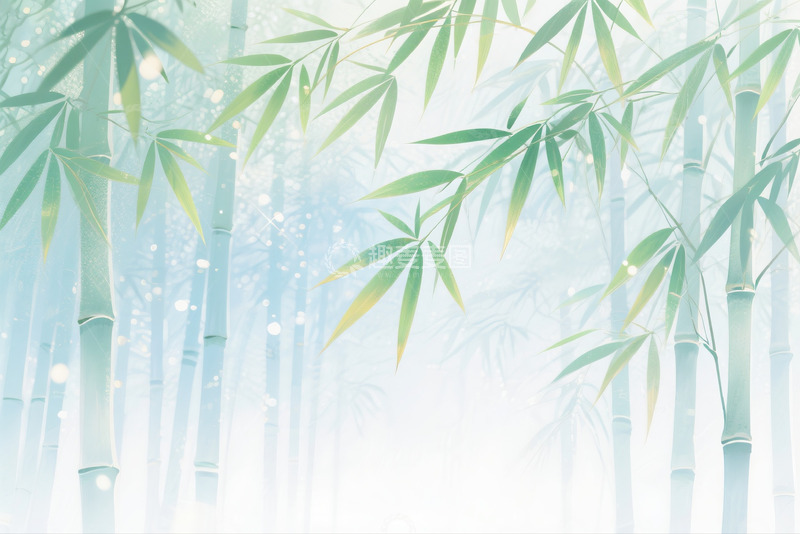 高清大图下载【趣麦麦图】竹林插画背景图7