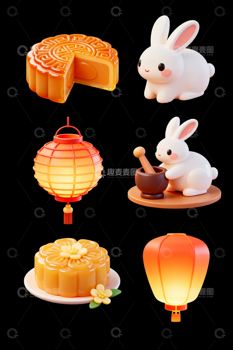 源文件下载【趣麦麦图】立体中秋图标1