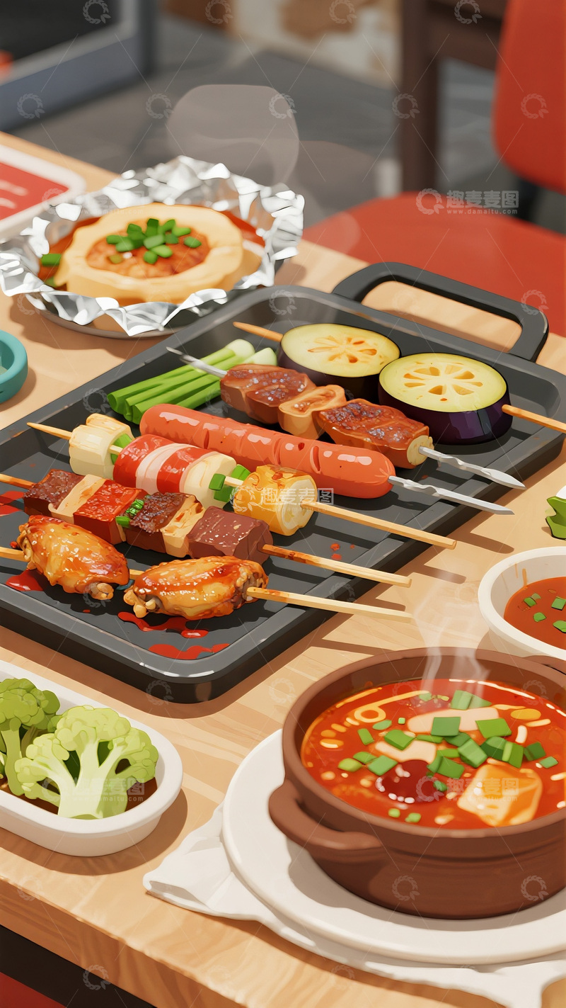 高清大图下载【趣麦麦图】丰盛诱人的烧烤美食盛宴