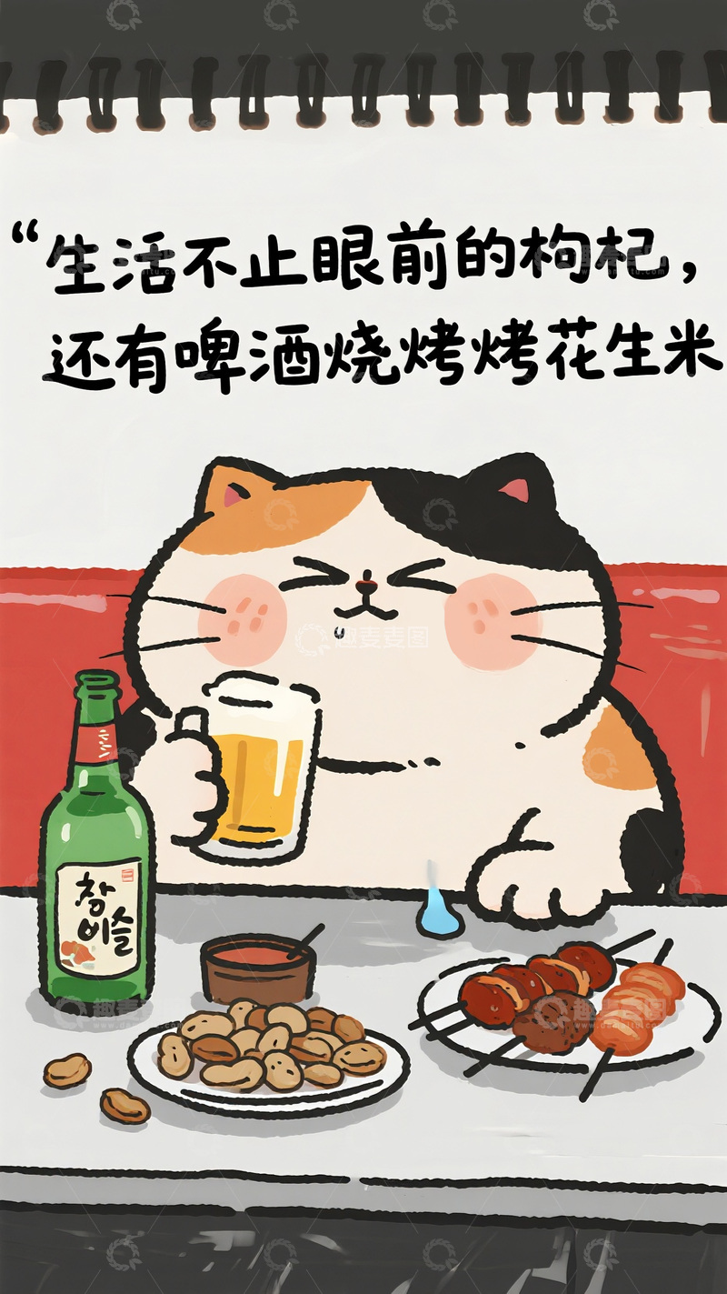 高清大图下载【趣麦麦图】享受美食的惬意猫咪