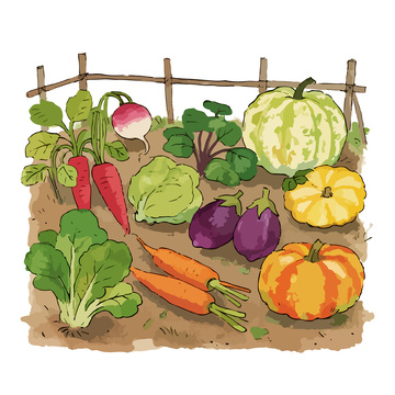 蔬菜园水彩插画