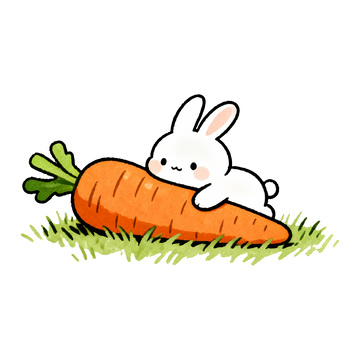 兔子趴在胡萝卜上