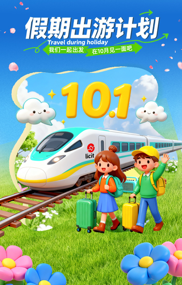 10月国庆节假日出游旅游插画海报