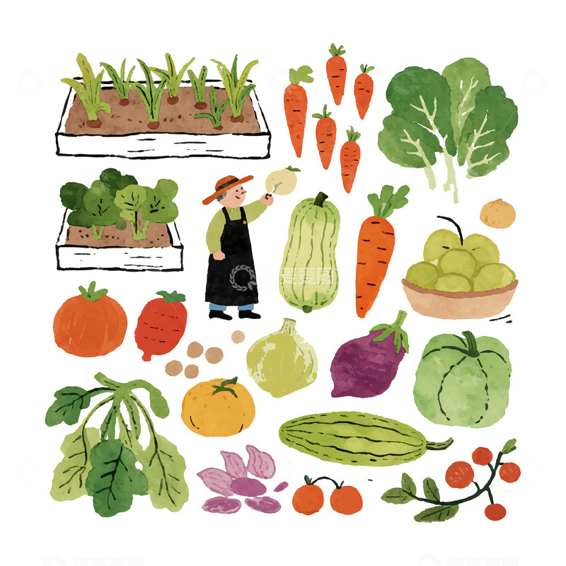 源文件下载【趣麦麦图】农民和他的蔬菜