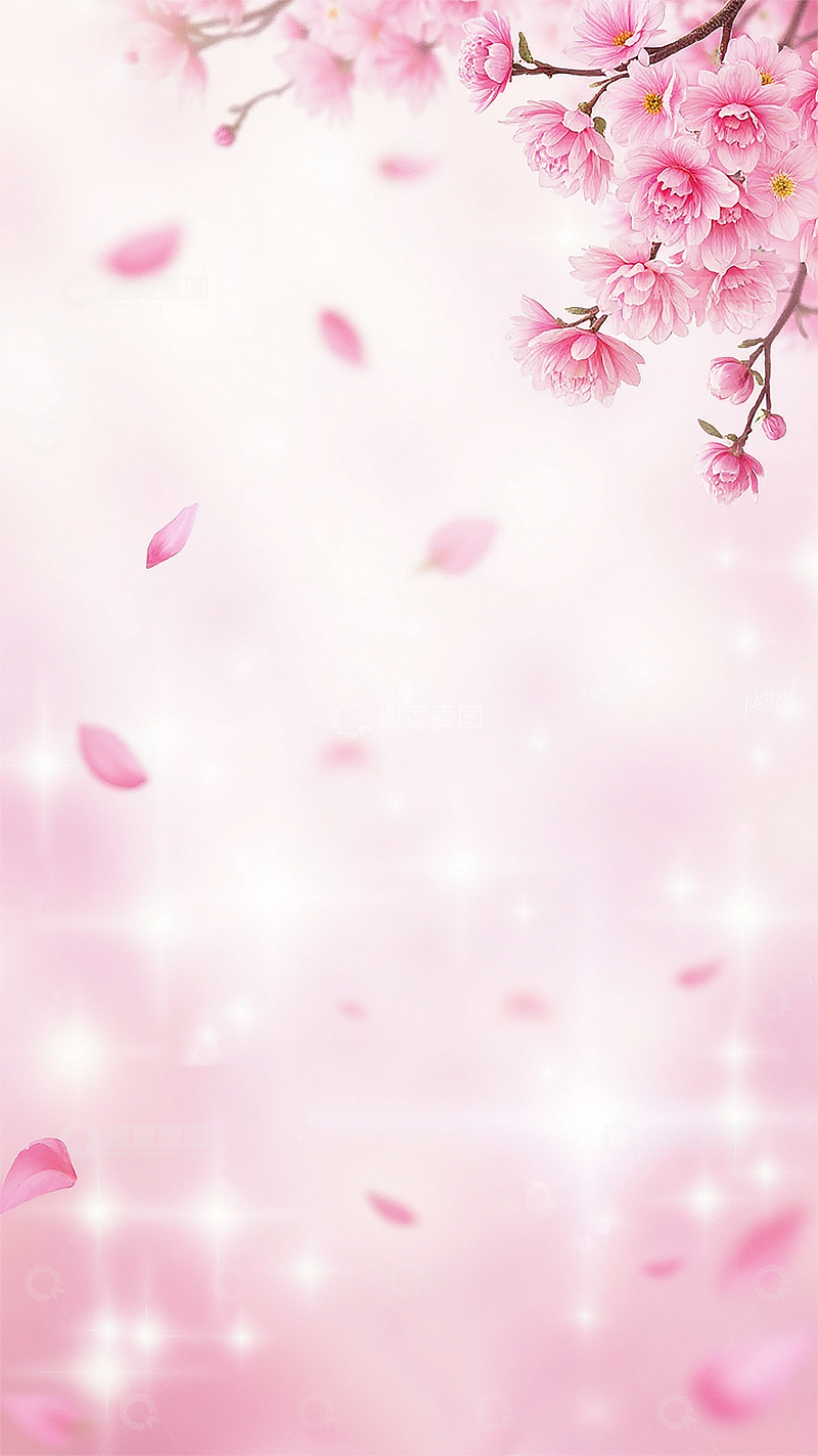 高清大图下载【趣麦麦图】光斑淡粉浪漫唯美花瓣随风飘落背景