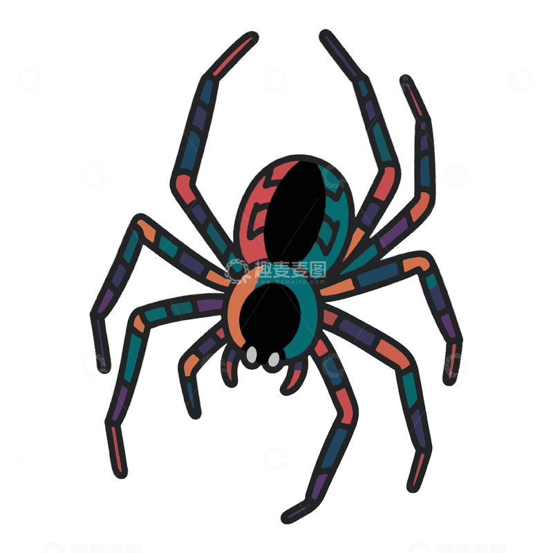 源文件下载【趣麦麦图】-彩色的大蜘蛛