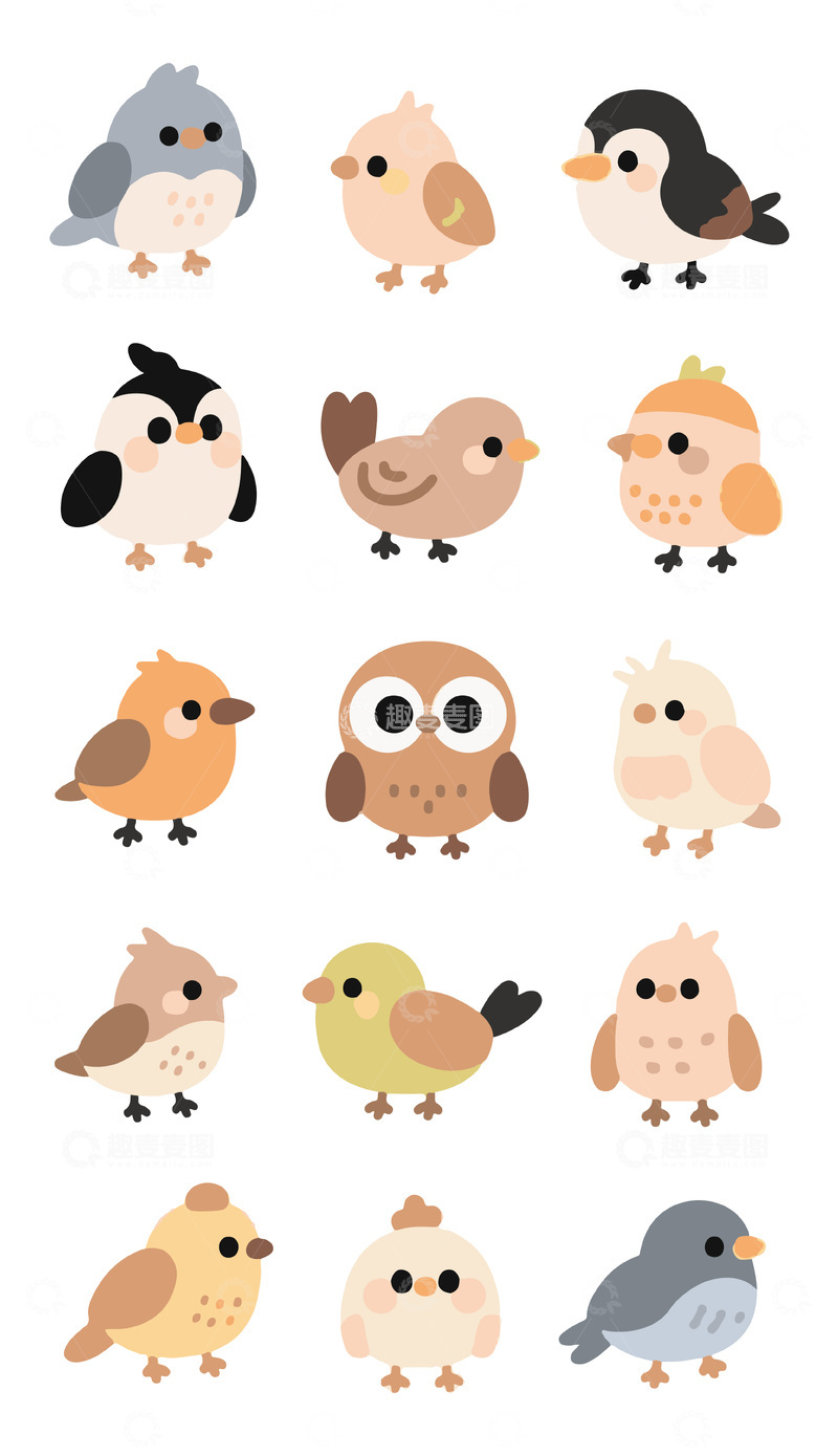 源文件下载【趣麦麦图】各种小鸟简笔画