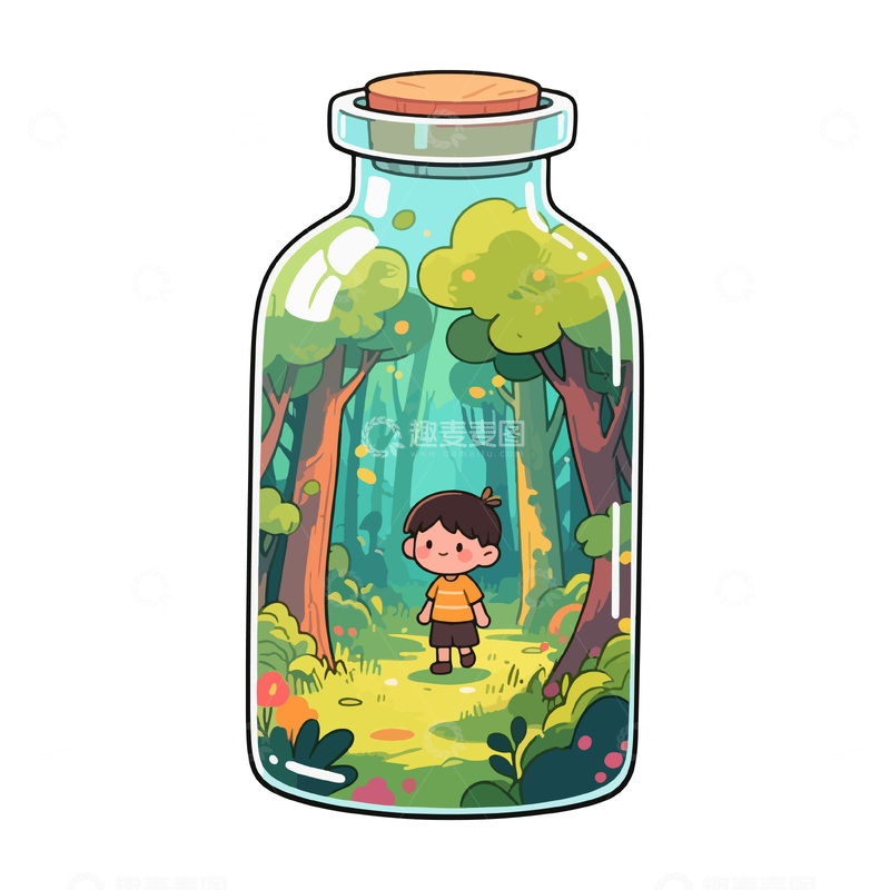 源文件下载【趣麦麦图】-装着森林的愿望瓶