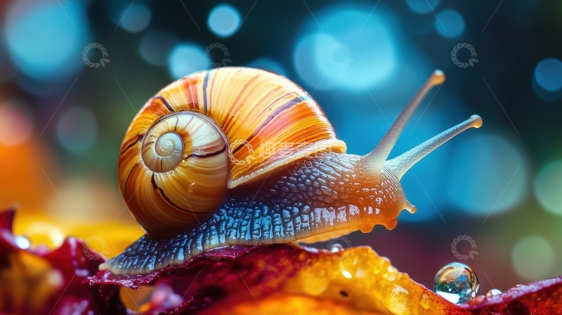高清大图下载【趣麦麦图】一只爬行的蜗牛