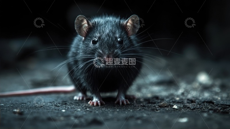 高清大图下载【趣麦麦图】黑暗角落里的黑色老鼠