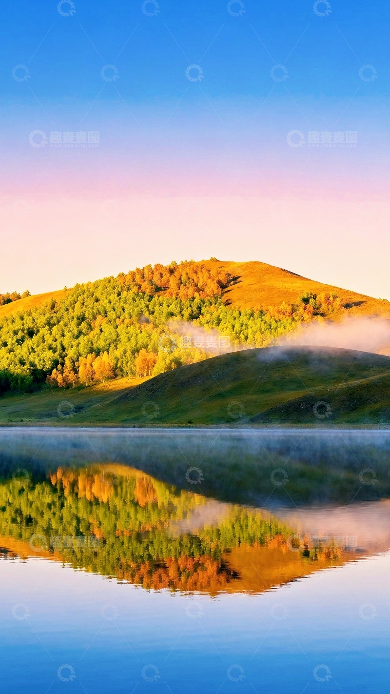 高清大图下载【趣麦麦图】绿色山川的倒影