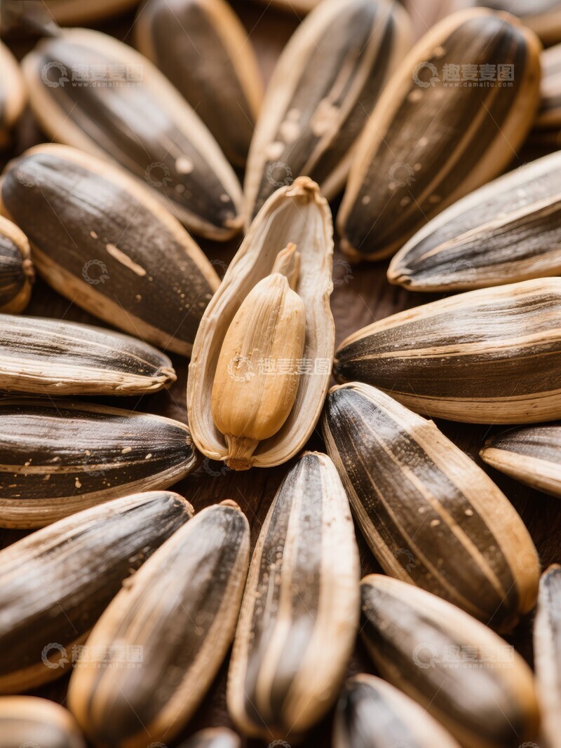 高清大图下载【趣麦麦图】盘中堆叠摆放的葵花籽瓜子