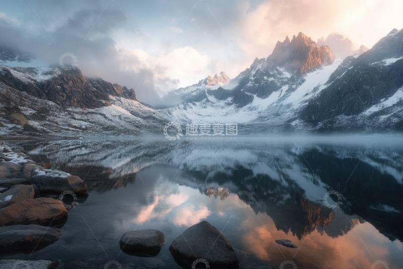 高清大图下载【趣麦麦图】雪山天池自然美景
