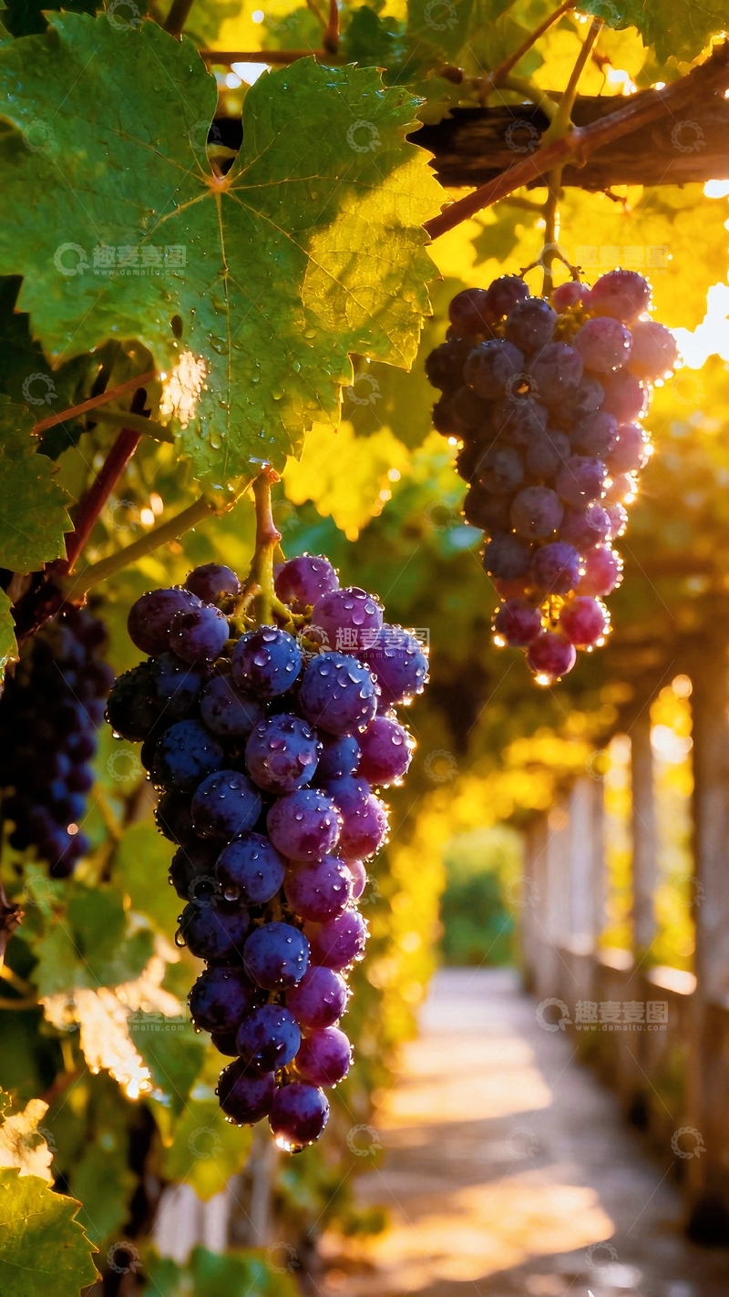 高清大图下载【趣麦麦图】葡萄藤挂满成熟的葡萄