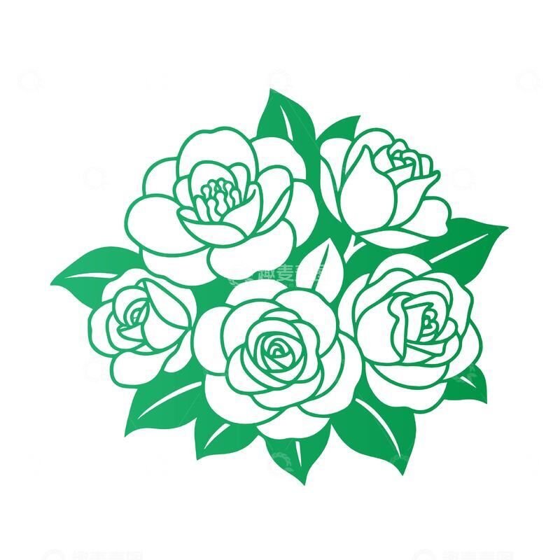 源文件下载【趣麦麦图】清新绿色花朵插画