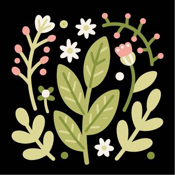 清新绿色花卉插画