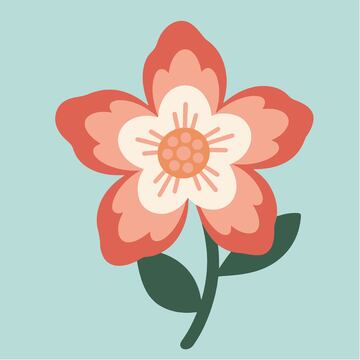 鲜艳红色花朵插画